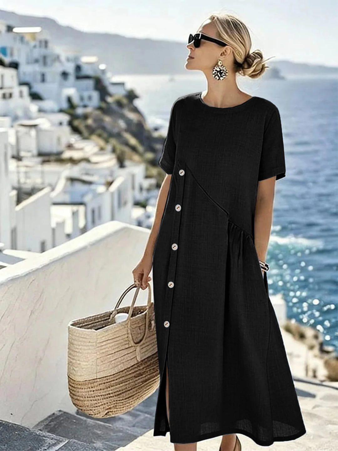 Emmeline Relaxed Short Sleeve Midi Dress