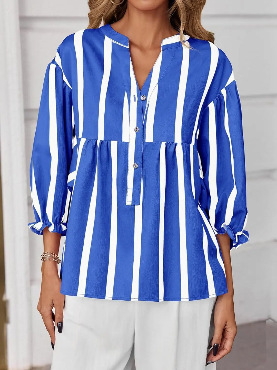 Katelynn Striped Bubble Blouse