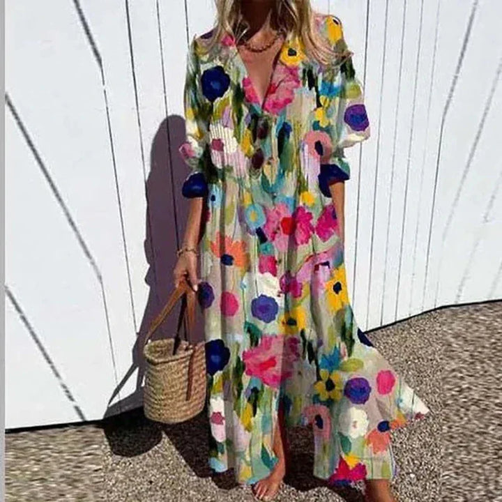 Tasha Casual Printed Long Sleeve Maxi Dress
