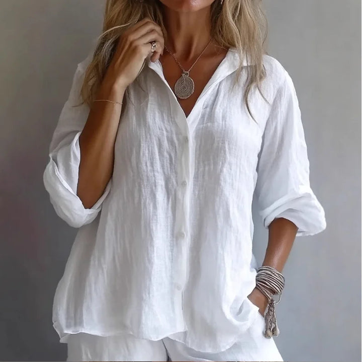 Raina Breathable Linen Button Shirt