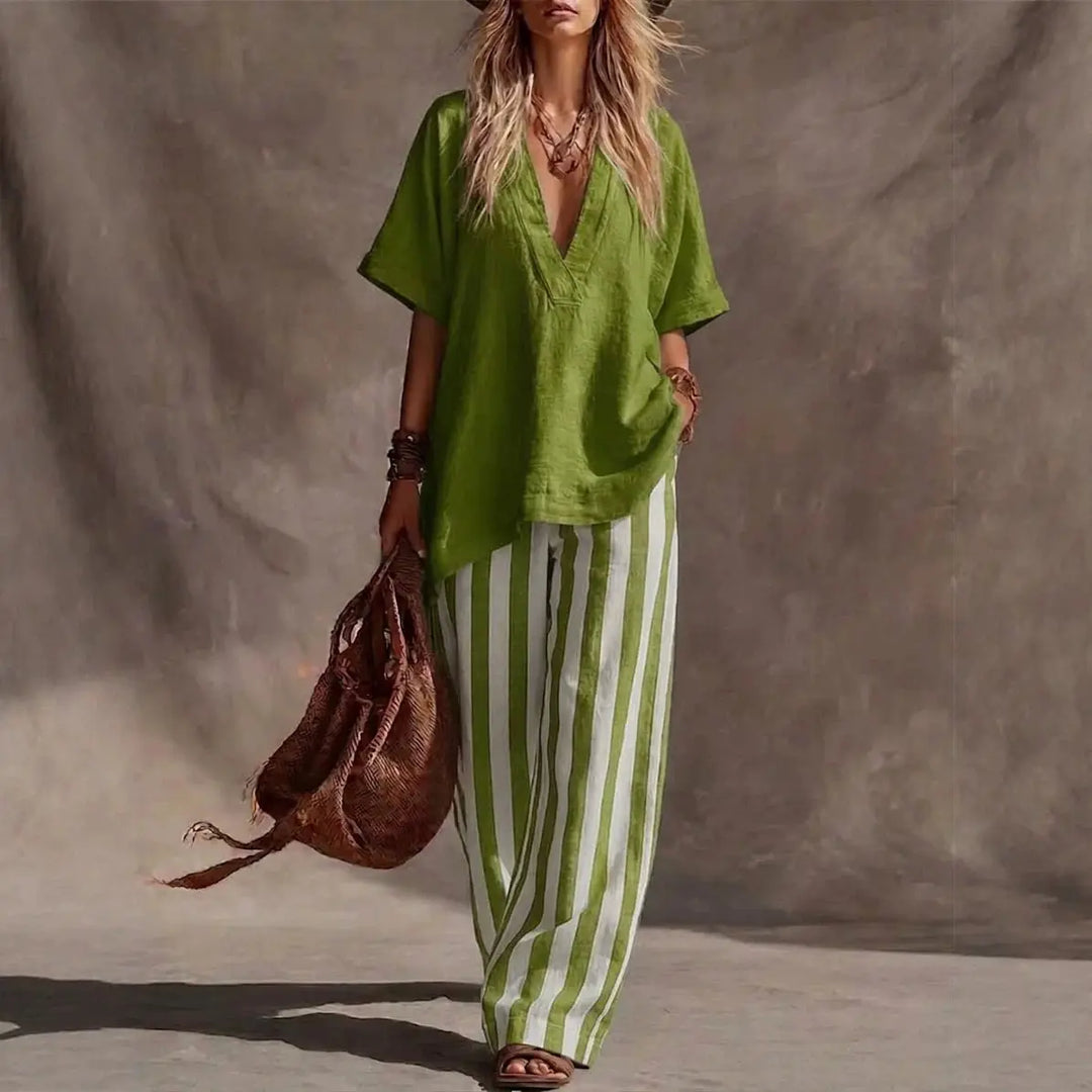 Everly Striped Linen Matching Set