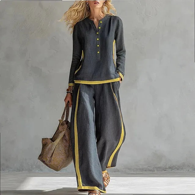 Camille Contrast Linen Set