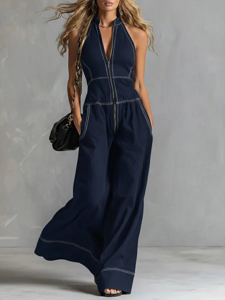 Kaia Zip Front Wide Leg Jumpsuit