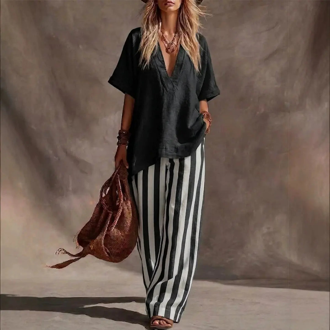Everly Striped Linen Matching Set