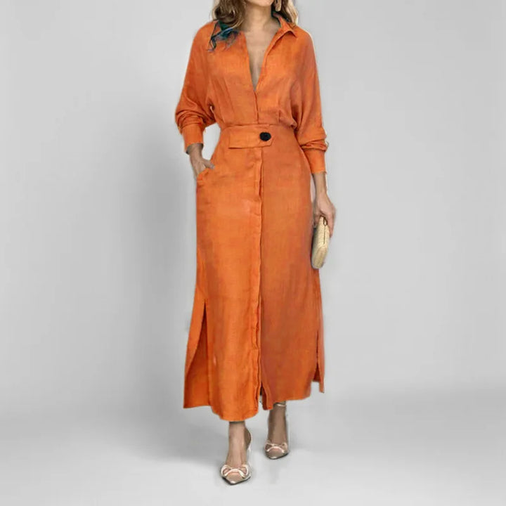 Evangeline V Neck Maxi Shirt Dress