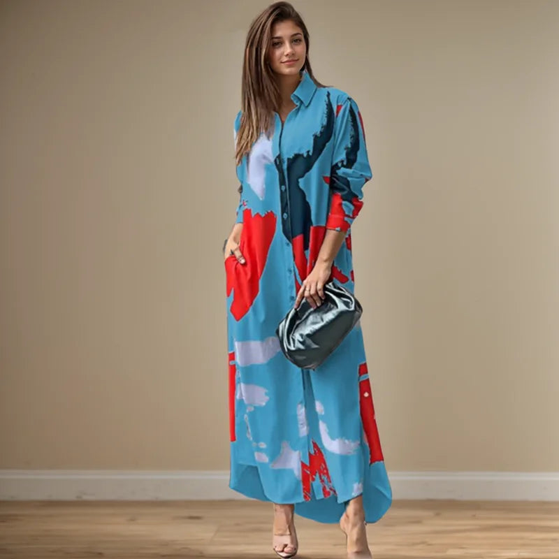 Aveline Abstract Shirt Maxi Dress
