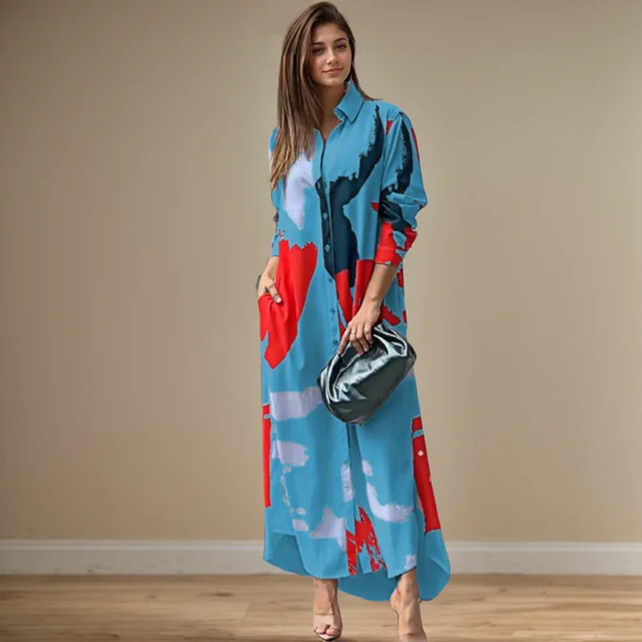 Aveline Abstract Shirt Maxi Dress
