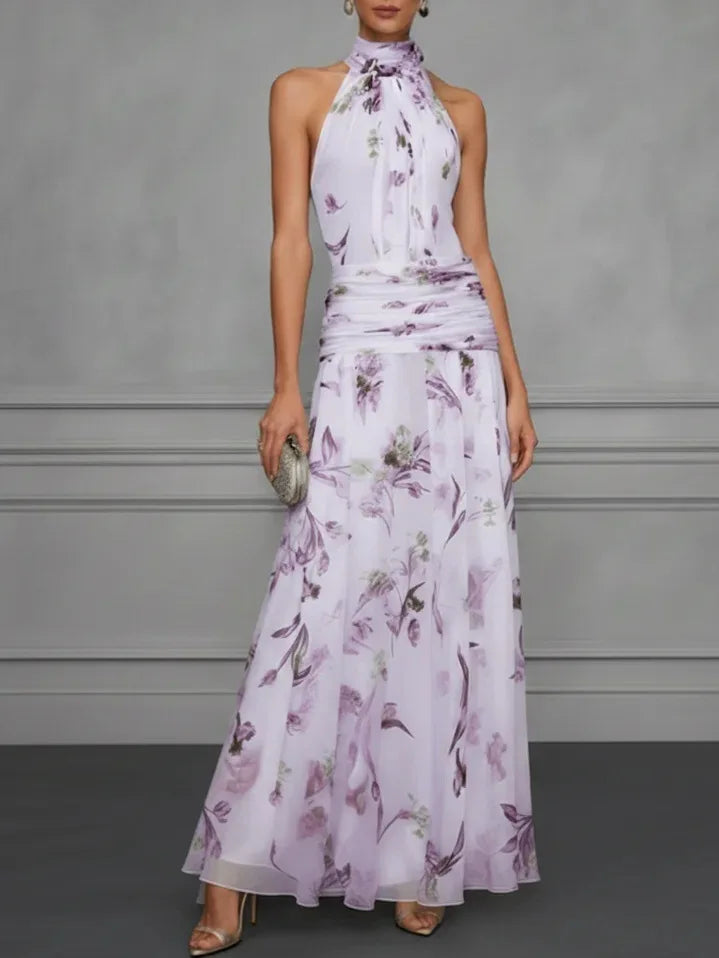 Jazlyn Floral Halter Wedding Guest Dress