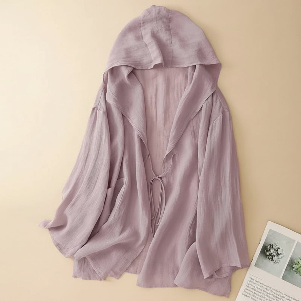 Sylvie Hooded Linen Cardigan