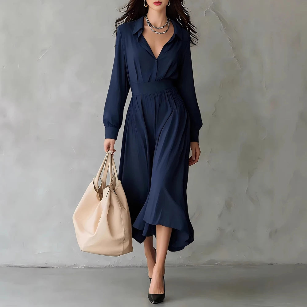 Chloe Pleated Shirt Midi Dress