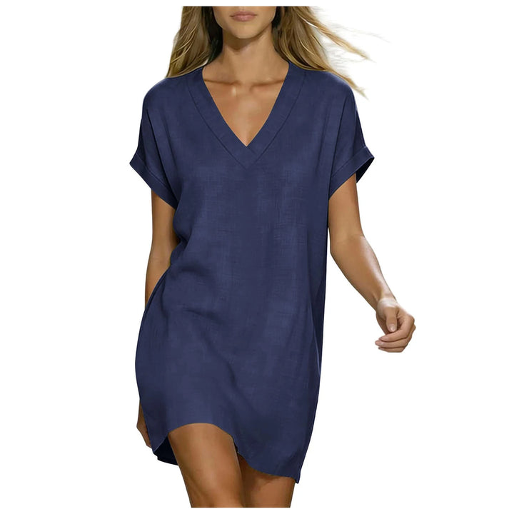 Lana V Neck Linen Shirt Dress