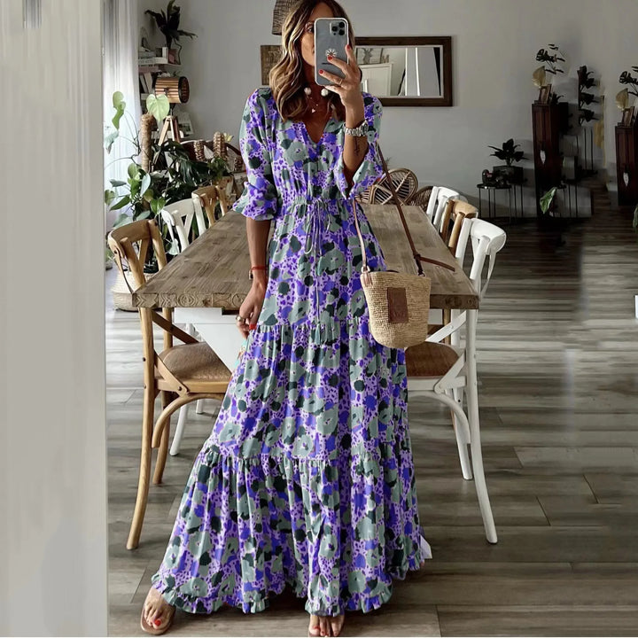 Genevieve Boho Print Vintage Summer Dress