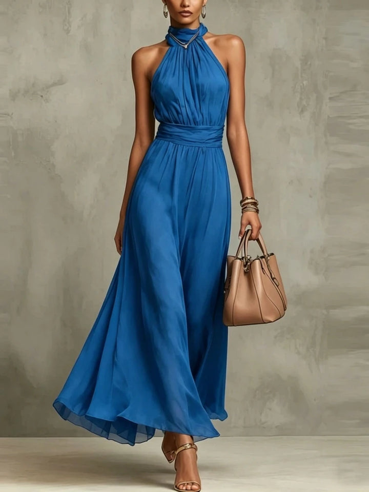 Clarissa Flowing Halter Wedding Guest Maxi Dress