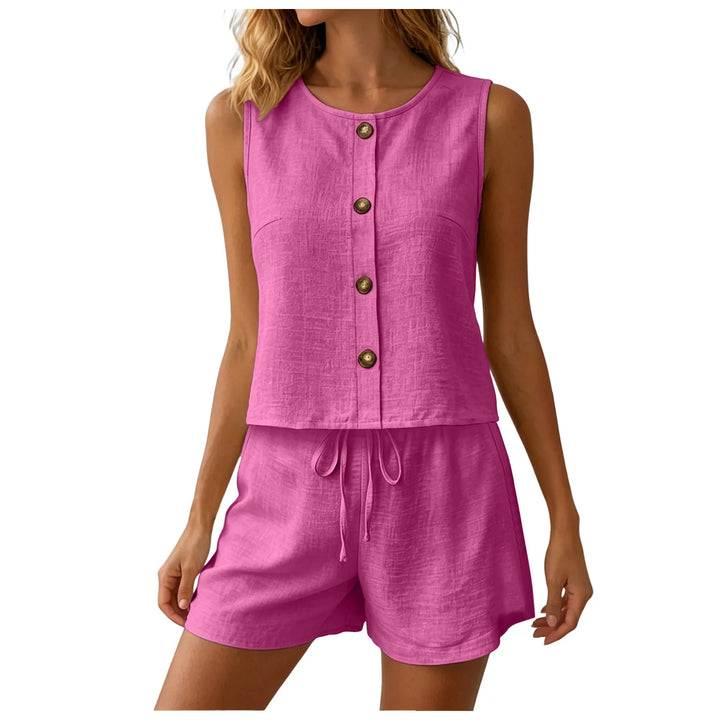 Camille Casual Sleeveless Matching Shorts Set