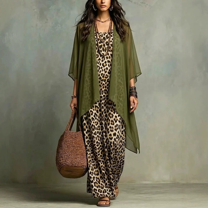 Isla Leopard Print Maxi Dress Set