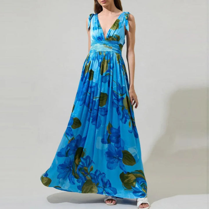 Maribelle Bohemian Floral V Neck Maxi Dress