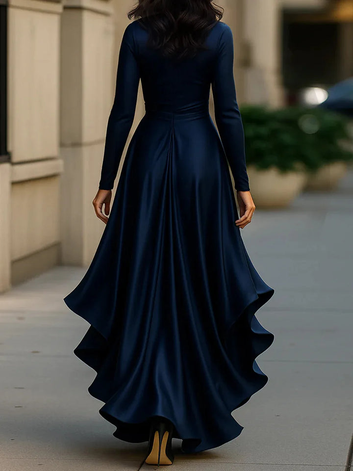 Celestine Ruffle Satin Maxi Dress