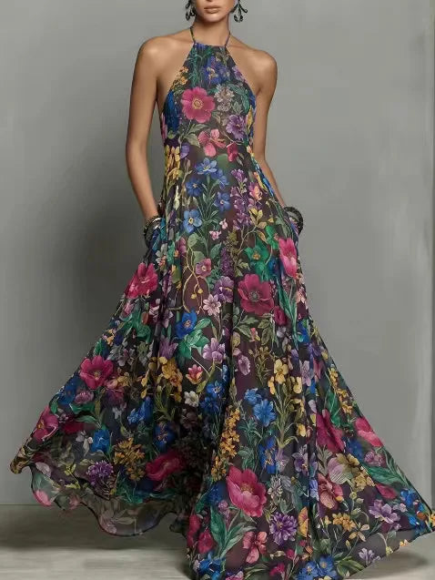 Bellamy Vintage Floral Flowy Maxi Dress