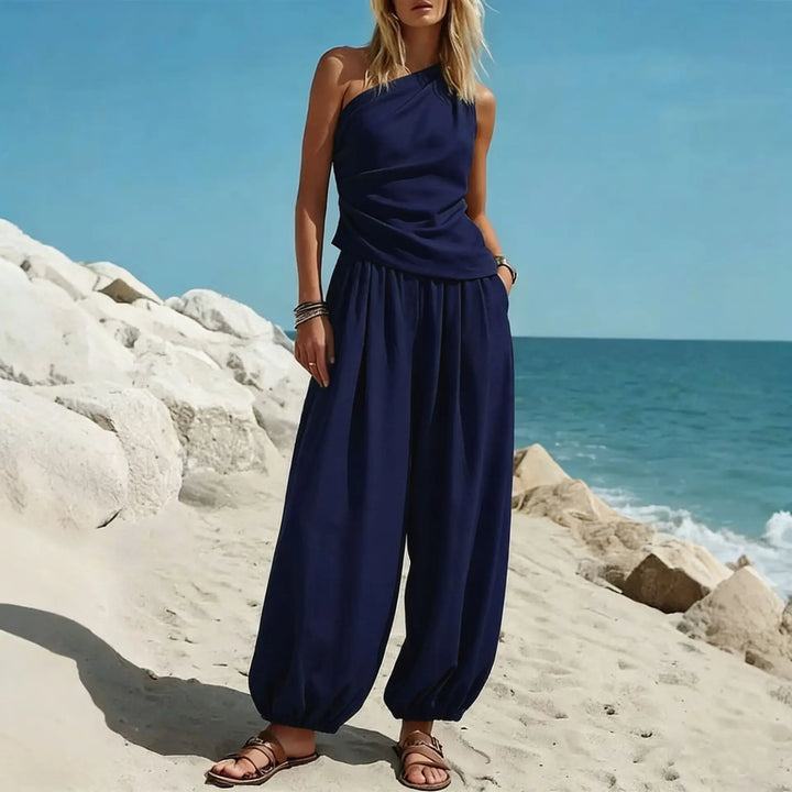 Lacey One Shoulder Trouser Set