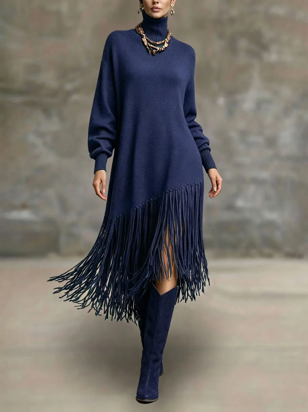 Celestine Fringe Knit Midi Dress