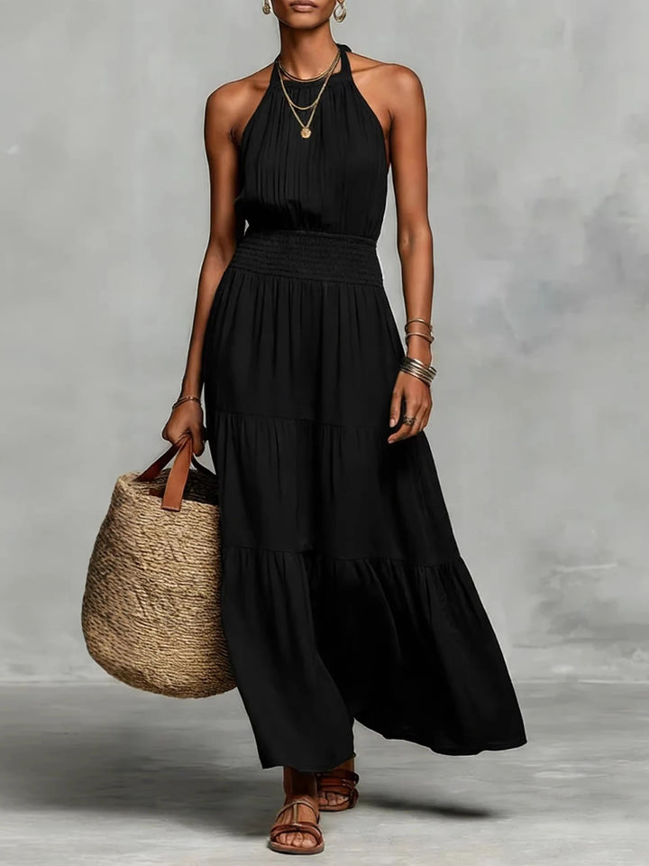 Chloe Bohemian Halter Neck Tiered Maxi Dress