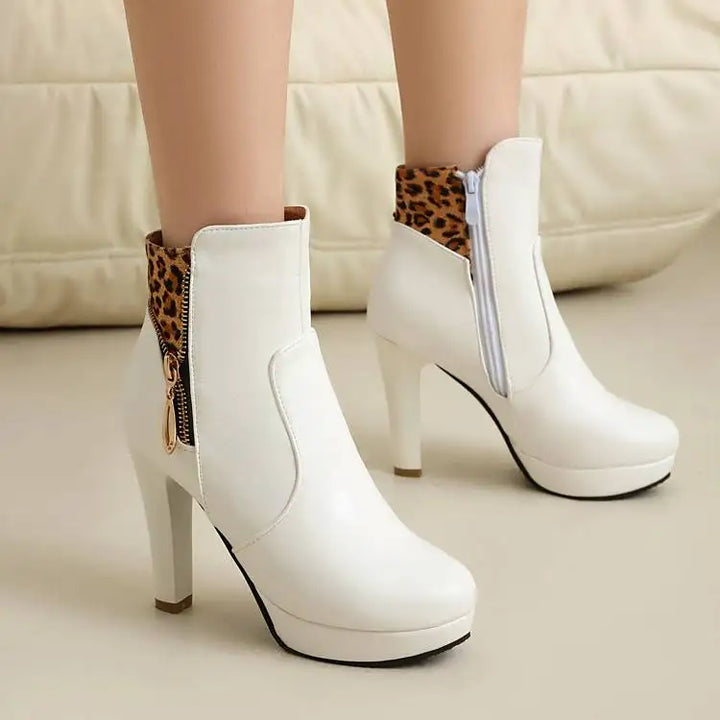 Vivienne Leopard Panel Ankle Boots