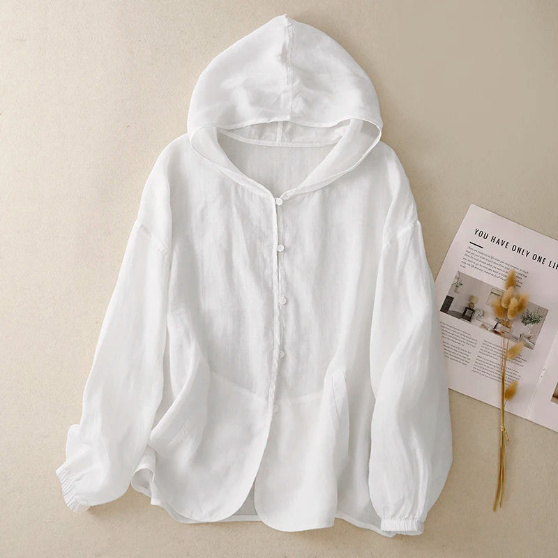 Aurelia Hooded Linen Cardigan
