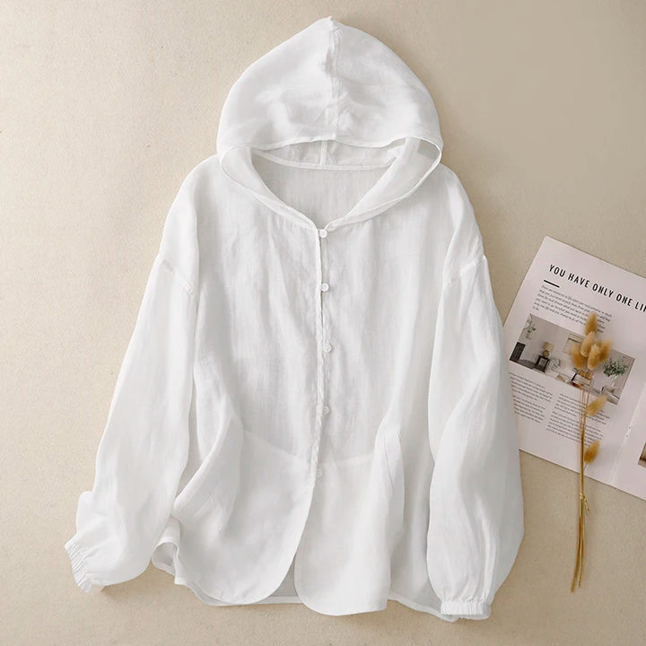 Aurelia Hooded Linen Cardigan
