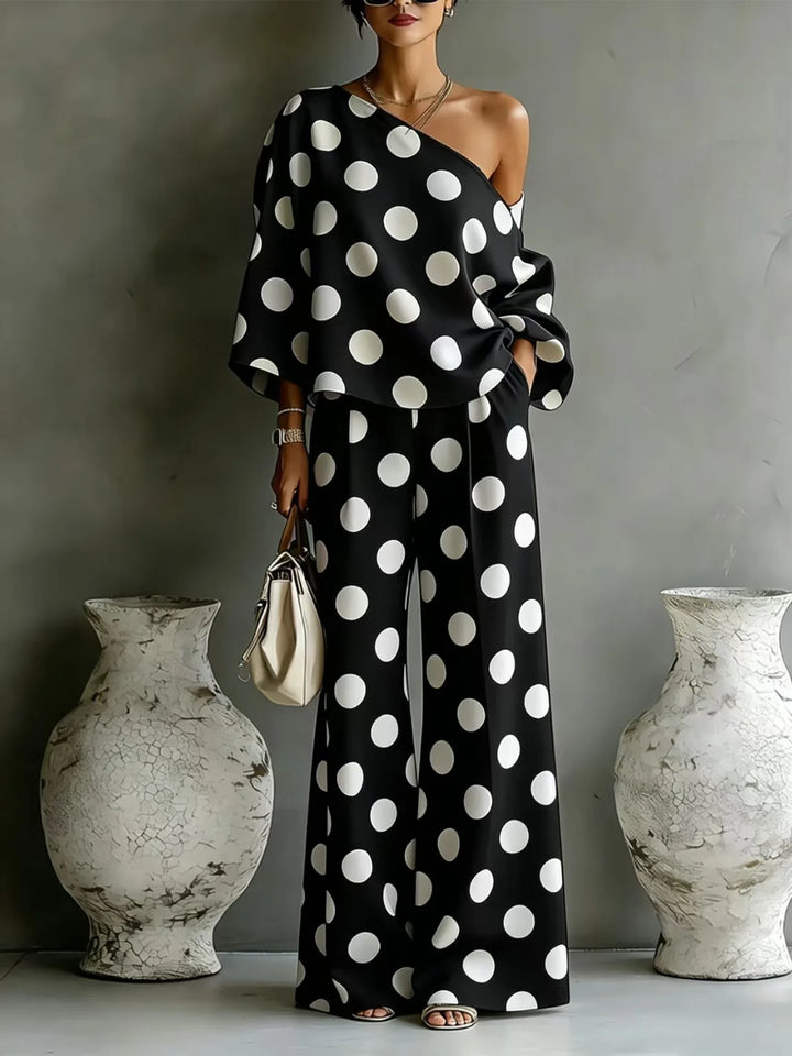 Winslow Polka Dots One Shoulder Matching Set