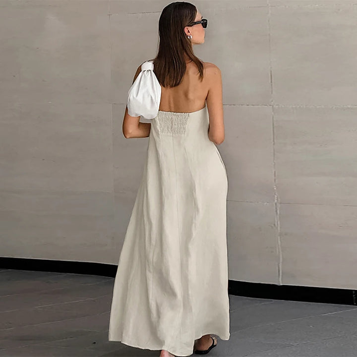 Maren Off Shoulder Linen Maxi Dress