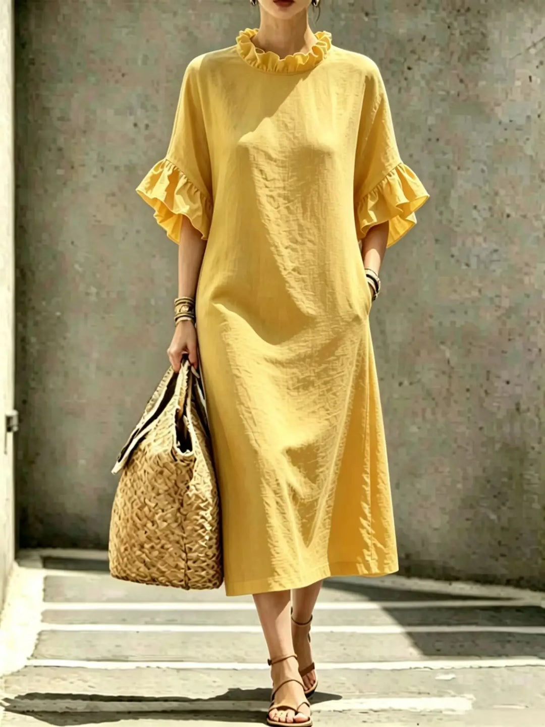 Rosalie Ruffle Sleeve Midi Dress