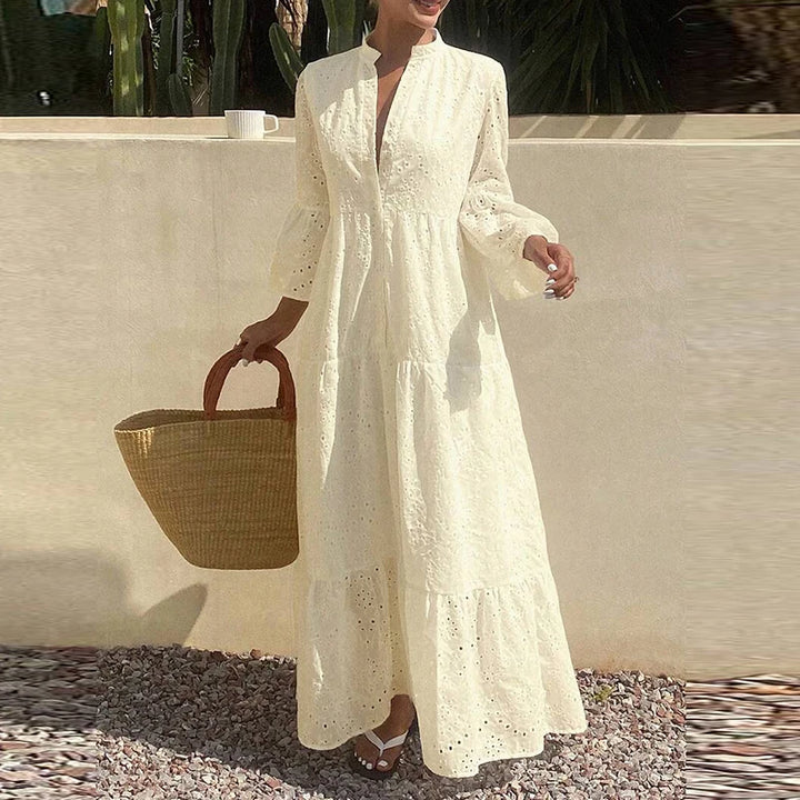 Nora Deep V Flared Sleeve Maxi Dress
