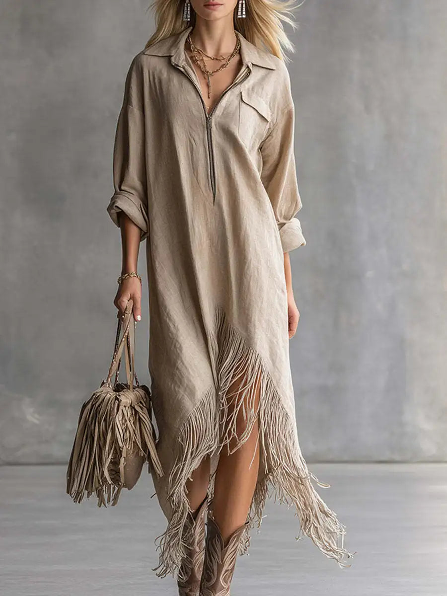Mariam Fringe Hem Midi Dress