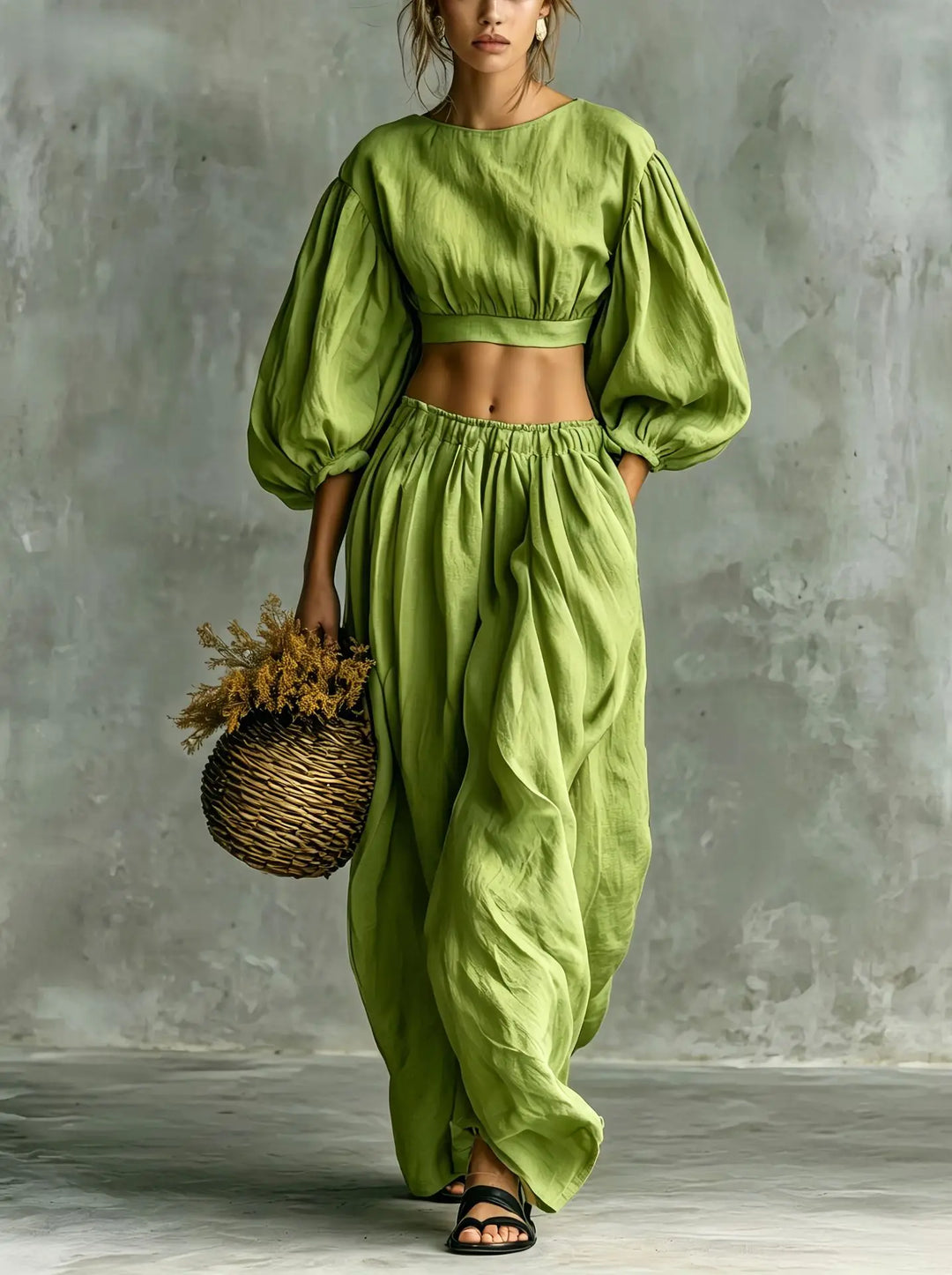 Maren Balloon Sleeve Trouser Set