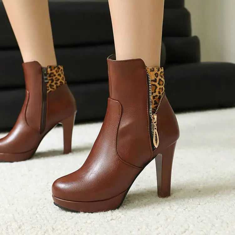 Vivienne Leopard Panel Ankle Boots