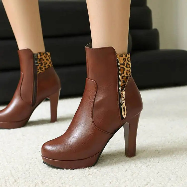 Vivienne Leopard Panel Ankle Boots