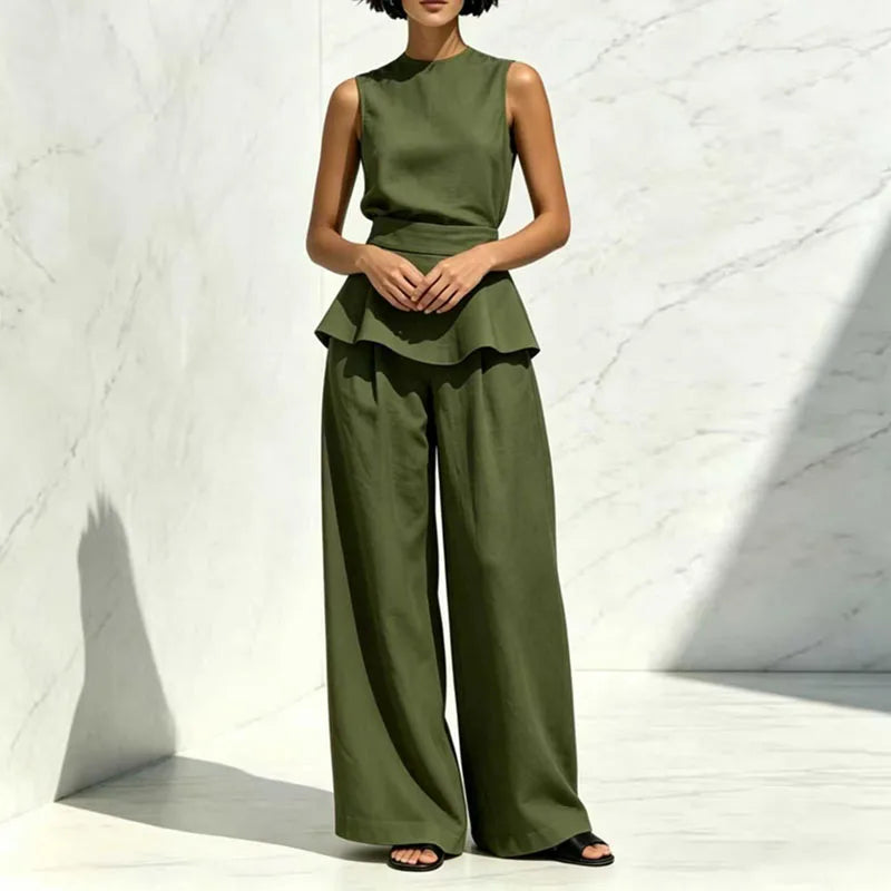 Camila Sleeveless Wide Leg Pants Set