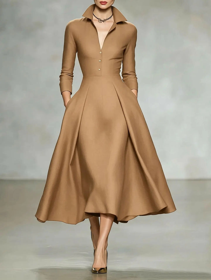 Giovanna Elegant Lapel Midi Dress