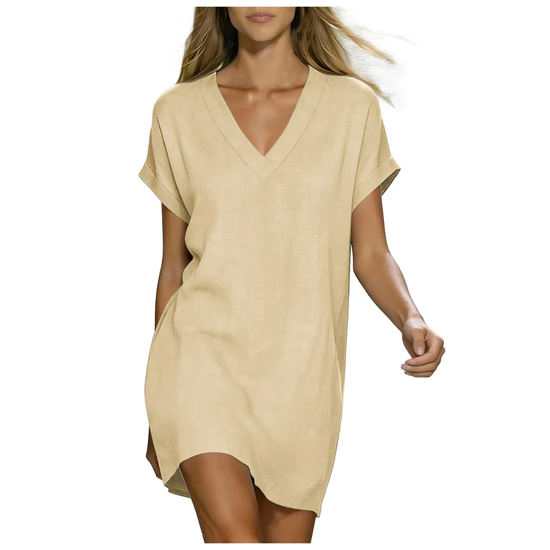 Lana V Neck Linen Shirt Dress