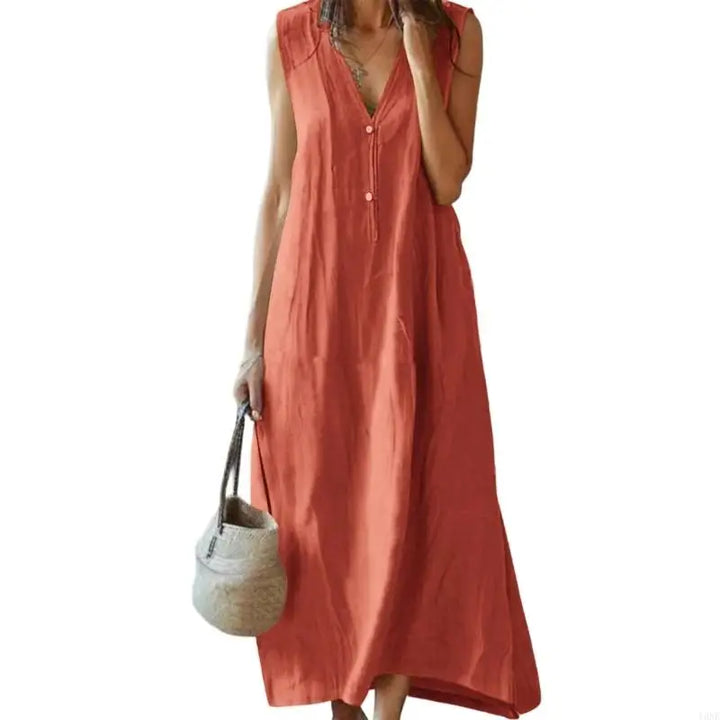 Aurielle Relaxed Linen Maxi Dress