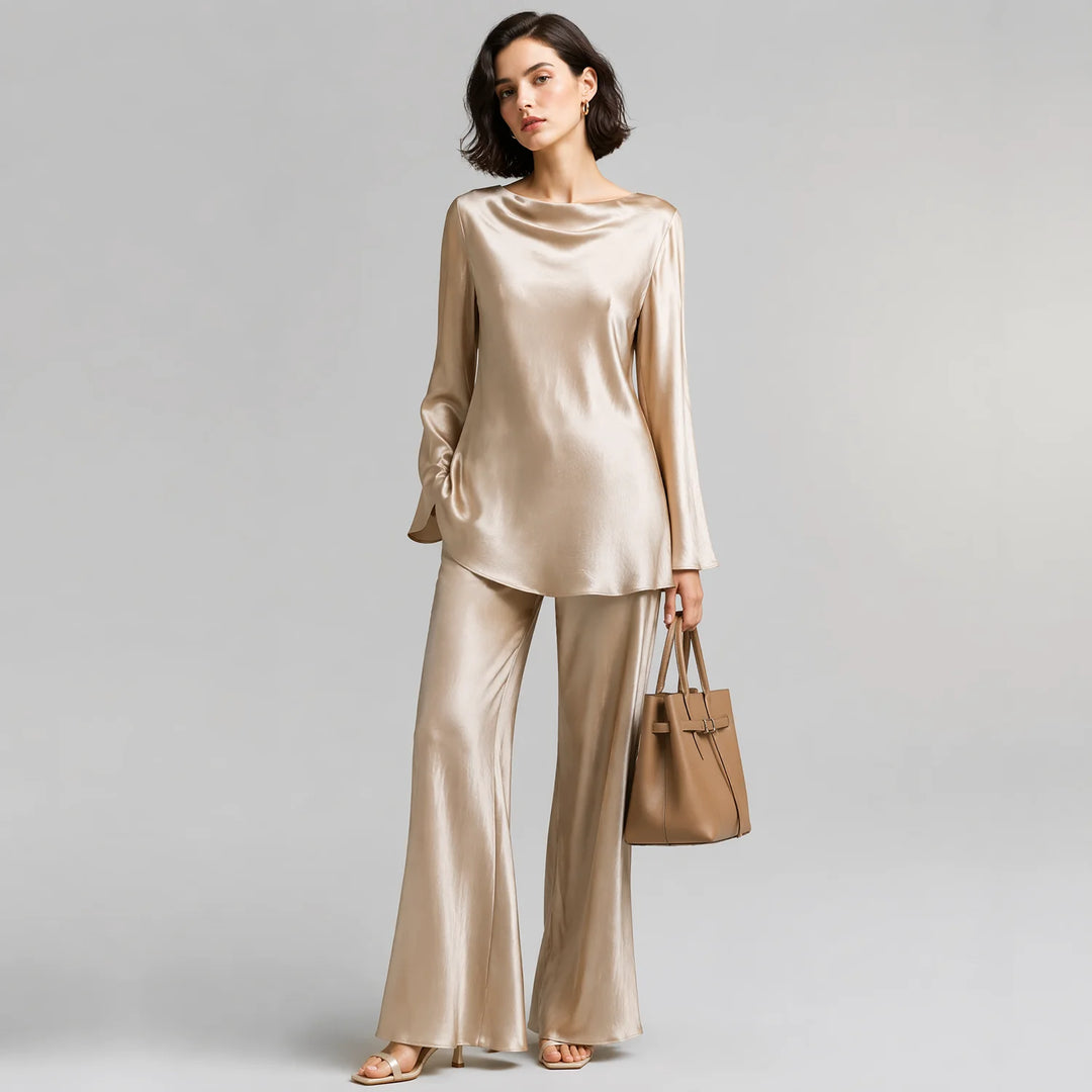 Elodie Satin Wide-Leg Set