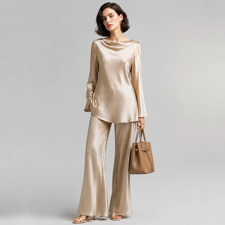 Elodie Satin Wide-Leg Set