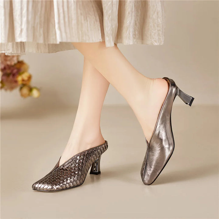 Lucia Woven Leather Heels