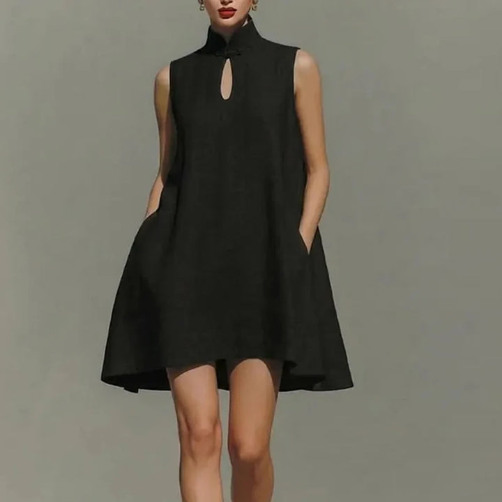 Hadley Pocket Detail High Neck Mini Dress