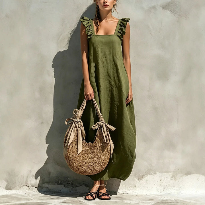 Claire Sleeveless Gathered Side Midi Dress