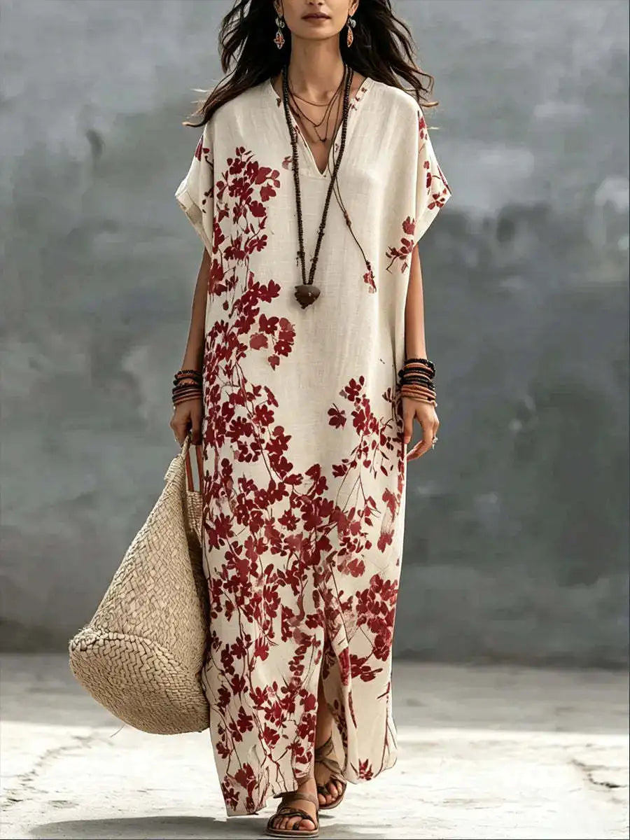 Liora Bohemian V Neck Maxi Dress