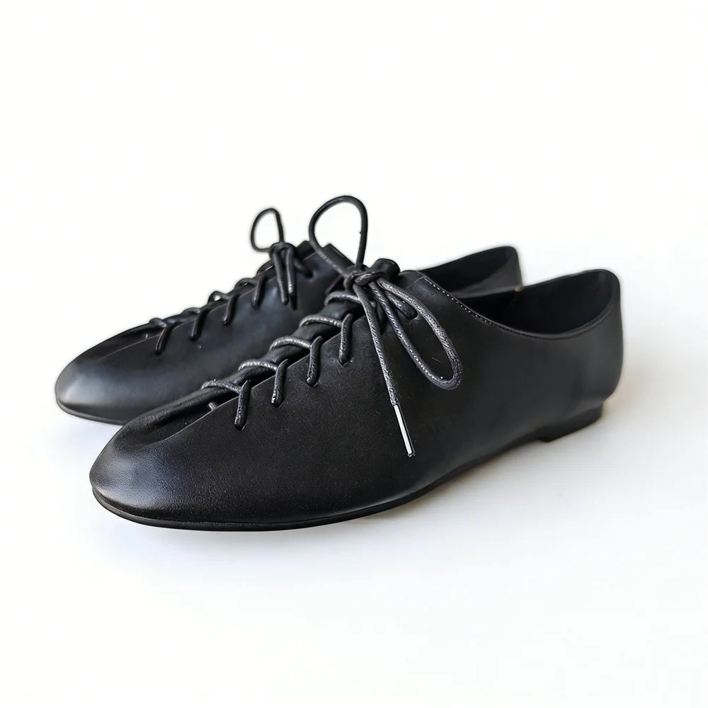 Madelyn Leather Lace Up Flats