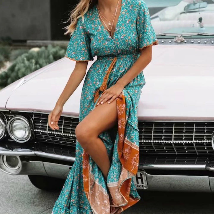 Josephine Drawstring Bohemian Maxi Dress