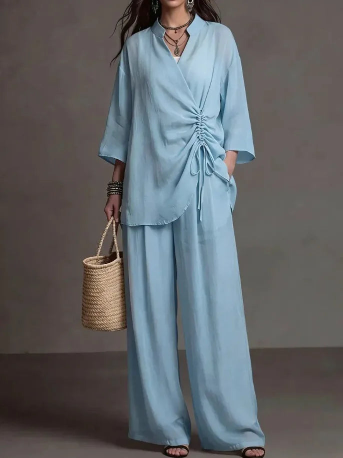 Amira Drawstring Wide Leg Trouser Set