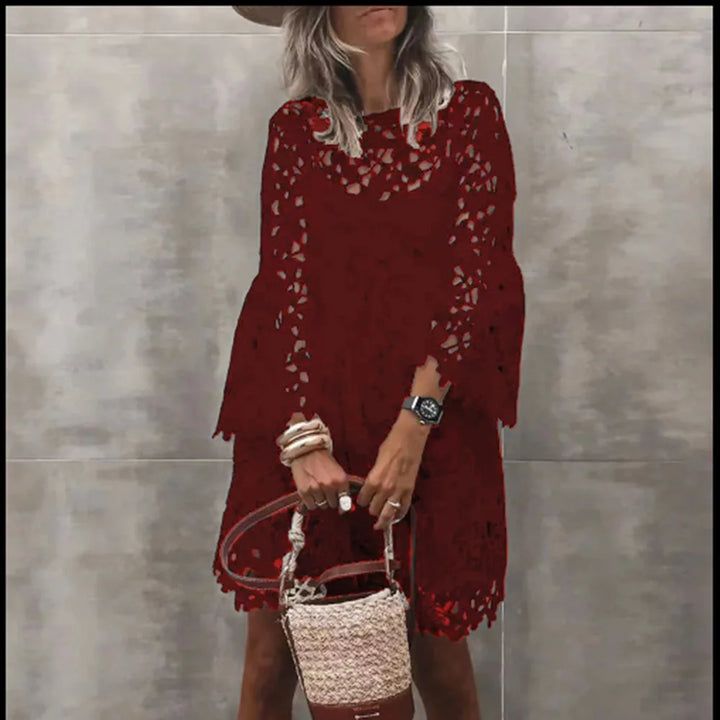Elaria Elegant Eyelet Lace Mini Dress